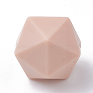 Food Grade Eco-Friendly Silicone Beads, Chewing Beads For Teethers, DIY Nursing Necklaces Making, Icosahedron, PeachPuff, 16.5x16.5x16.5mm, Hole: 2mm(X-SIL-T048-14mm-54)