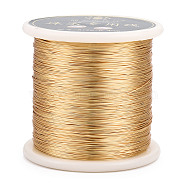 Copper Jewelry Wire, Round, Lead Free & Nickel Free & Cadmium Free, with Spool, Real 14K Gold Plated, 26 Gauge, 0.4mm, about 721.78 Feet(220m)/Roll(CWIR-N002-02)