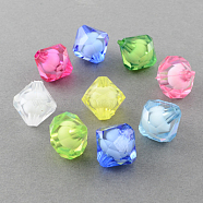 Transparent Acrylic Beads, Bead in Bead, Bicone, Mixed Color, 14x14x14mm, Hole: 2mm, about 480pcs/500g(TACR-S085-14mm-M)
