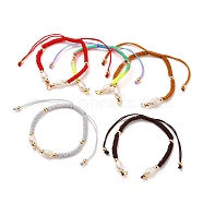 Braided Nylon Cord Bracelet Making, with 304 Stainless Steel Open Jump Rings, Round Brass Beads and Pearl Beads, Mixed Color, Single Chain Length: about 6-3/4 inch(17cm)(AJEW-JB00764)