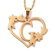 Vacuum Plating 201 Stainless Steel Pendant Necklaces, Letter G, 12.28 inch(31.2cm)(NJEW-R267-02G-G)