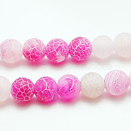 Natural Crackle Agate Beads Strands, Dyed, Round, Grade A, Hot Pink, 10mm, Hole: 1mm, about 39pcs/strand, 14.9 inch(G-G055-10mm-1)