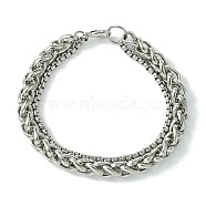 Alloy Wheat Chain & Box Chain Bracelets for Women Men, Lead Free & Cadmium Free, Platinum, 8-5/8 inch(21.8cm)(BJEW-C069-01A-P)