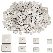 Elite 400Pcs 4 Styles 304 Stainless Steel Spacer Beads, Square, Stainless Steel Color, 4~8x4~8x0.8~1mm, Hole: 1.2mm, 100pcs/style(STAS-PH0019-77)