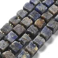 Natural Sapphire Beads Strands, Cube, with Seed Beads, 8~9x8~9x8~9mm, Hole: 1mm, about 19pcs/strand, 7.48''~7.56''(19~19.2cm)(G-K382-D01-01)