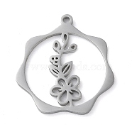 Non-Tarnish 304 Stainless Steel Pendants, Flower, Stainless Steel Color, 23.5x21.5x1mm, Hole: 1.5mm(STAS-P338-01A-P)