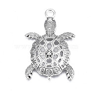 Tibetan Style Alloy Big Pendants, Lead Free & Cadmium Free, Turtle, Antique Silver, 56x37x10mm, Hole: 5mm, about 46pcs/500g(TIBE-N010-52AS)