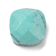 Glass Cabochons, Imitation Gemstone, Faceted Square, Turquoise, 9~9.5x9~9.5x5.5mm(GLAA-B012-24C)