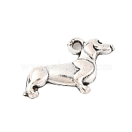 Tibetan Style Alloy Puppy Pendants, Sausage Dog/Dachshund, Cadmium Free & Nickel Free & Lead Free, Antique Silver, 20x13x3mm, Hole: 1mm(TIBEP-20414-AS-NR)