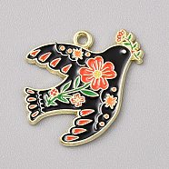 Alloy Enamel Pendants, Golden, Swallow, 22.5x28x1.5mm, Hole: 1.8mm(FIND-CJC0027-02G-03)