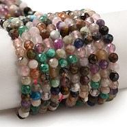 Natural Mixed Stone Beads Strands, Faceted, Round, 4mm, Hole: 0.7mm, about 85~88pcs/strand, 15 inch~15.55 inch(38.2~39.5cm)(G-T108-39A)