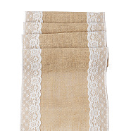 Jute Cloth & Lace Table Runners, for Wedding Party Festival Home Tablecloths Decorations, Rectangle, BurlyWood, 2750x300mm(HULI-PW0002-130B)