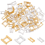 SUPERFINDINGS 80Pcs 4 Styles Eco-Friendly Brass Watch Band Clasps, Long-Lasting Plated, Lead Free & Cadmium Free, Golden & Silver, 7~7.5x3.5~7.5x1.5~2mm, Hole: 3.8~4.8mm, 20pcs/style(KK-FH0004-02)
