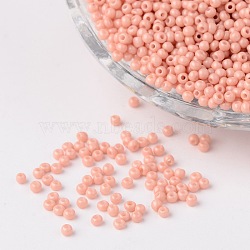 12/0 Fashion DIY Grade A Glass Loose Spacer Seed Beads, Baking Paint, Round, Dark Salmon, 2x1.5mm, Hole: 0.7mm, about 3000pcs/50g(X-SEED-Q009-FJX21)