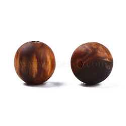 Frosted Resin Beads, Imitation Gemstone, Round, Coconut Brown, 12x11.5mm, Hole: 1.5~3mm(RESI-N034-01-A02)