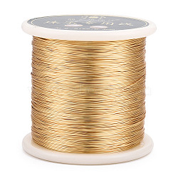 Round Copper Jewelry Wire, Long-Lasting Plated, Lead Free & Nickel Free & Cadmium Free, Real 14K Gold Plated, 26 Gauge, 0.4mm, about 721.78 Feet(220m)/Roll(CWIR-N002-02)