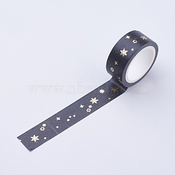 DIY Scrapbook Decorative Paper Tapes, Adhesive Tapes, Snowflake, Black, 15mm(DIY-F014-A02)