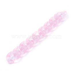 Transparent Acrylic Handmade Curb Chain, Twisted Chain, Pink, 29.5x20.5x6mm, about 39.37 inch(1m)/strand(AJEW-JB00544-09)
