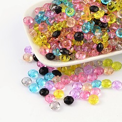 Transparent Acrylic Beads, Faceted Rondelle, Mixed Color, about 8mm in diameter, 5mm thick, hole: 1.5mm, about 110pcs/20g(Y-PL408Y)