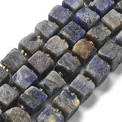 Natural Sapphire Beads Strands, Cube, with Seed Beads, 8~9x8~9x8~9mm, Hole: 1mm, about 19pcs/strand, 7.48''~7.56''(19~19.2cm)(G-K382-D01-01)