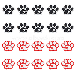 20Pcs 2 Colors Dog Paw Print Food Grade Eco-Friendly Silicone Beads, Chewing Beads  For Teethers, DIY Nursing Necklaces Making, Mixed Color, 24x29.5x8.3mm, Hole: 2mm, 10pcs/color(SIL-HY0001-30)