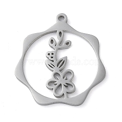 304 Stainless Steel Pendants, Flower, Stainless Steel Color, 23.5x21.5x1mm, Hole: 1.5mm(STAS-P338-01A-P)