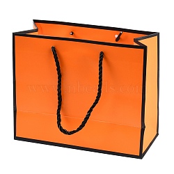 Rectangle Paper Bags with Rope Handles, for Gift Bags and Shopping Bags, Orange, 27x8x21cm(CARB-L011-02B-02)