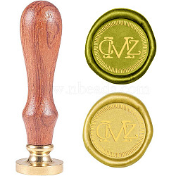 Wax Seal Stamp Set, Sealing Wax Stamp Solid Brass Head,  Wood Handle Retro Brass Stamp Kit Removable, for Envelopes Invitations, Gift Card, Letter Pattern, 83x22mm(AJEW-WH0208-369)