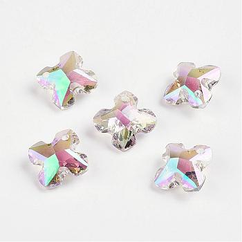 Faceted K9 Glass Charms, Imitation Austrian Crystal, Cross, Clear, 13.5x13.5x6.5mm, Hole: 1.5mm