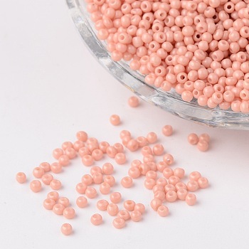 12/0 Fashion DIY Grade A Glass Loose Spacer Seed Beads, Baking Paint, Round, Dark Salmon, 2x1.5mm, Hole: 0.7mm, about 3000pcs/50g