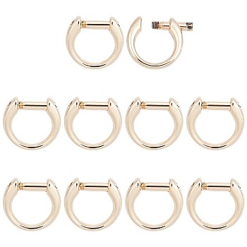 WADORN 10Pcs Zinc Alloy D-Rings with Screw Shackle, Buckles for Bag Strap Connector, Light Gold, 1.6x1.55x0.45cm, Inner Diameter: 1.1x1cm