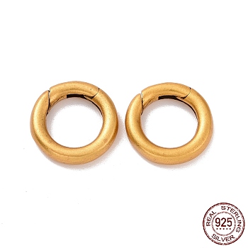925 Sterling Silver Spring Gate Rings, Antique Golden, 12x2.5mm, Inner Diameter: 7.5mm
