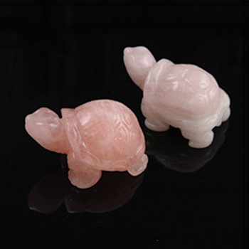 Natural Rose Quartz Carved Healing Tortoise Figurines, Reiki Stones Statues for Energy Balancing Meditation Therapy, 53~54.5x35~37x23~25.5mm