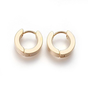 304 Stainless Steel Huggie Hoop Earrings, Thick Hoop Earrings, Ring Shape, Golden, 13x14x3mm, Pin: 1mm