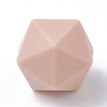 Food Grade Eco-Friendly Silicone Beads, Chewing Beads For Teethers, DIY Nursing Necklaces Making, Icosahedron, PeachPuff, 16.5x16.5x16.5mm, Hole: 2mm