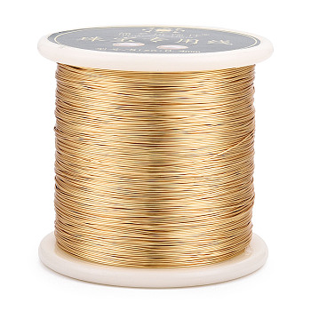 Copper Jewelry Wire, Round, Lead Free & Nickel Free & Cadmium Free, with Spool, Real 14K Gold Plated, 26 Gauge, 0.4mm, about 721.78 Feet(220m)/Roll