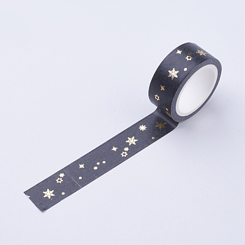 DIY Scrapbook Decorative Paper Tapes, Adhesive Tapes, Snowflake, Black, 15mm