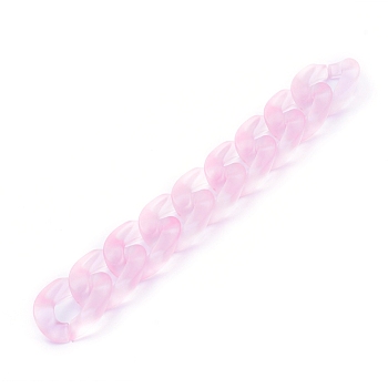 Transparent Acrylic Handmade Curb Chain, Twisted Chain, Pink, 29.5x20.5x6mm, about 39.37 inch(1m)/strand