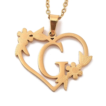 Vacuum Plating 201 Stainless Steel Pendant Necklaces, Letter G, 12.28 inch(31.2cm)