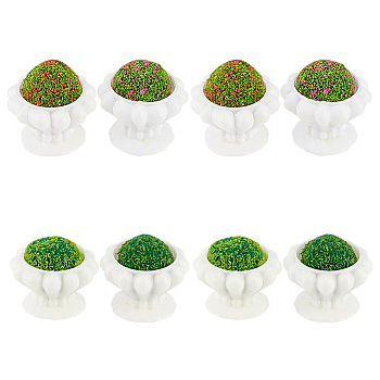 8Pcs 4 Styles Resin Simulated Flower Bed, Micro Landscape Dollhouses Garden Ornaments, Mixed Color, 19~20x16.5~18.5mm, 2pcs/style