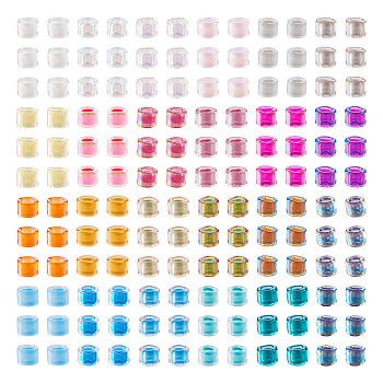 Pandahall 24G 24 Colors 11/0 Delica Japanese Seed Beads, Transparent Inside Colours Rainbow, Cylinder, Mixed Color, 1.3x1.6mm, Hole: 0.8mm, about 1g/color