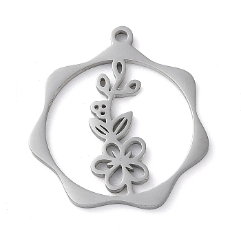 Non-Tarnish 304 Stainless Steel Pendants, Flower, Stainless Steel Color, 23.5x21.5x1mm, Hole: 1.5mm