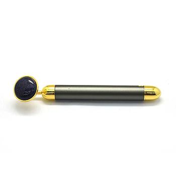 Synthetic Blue Goldstone Electric Massage Sticks, Massage Wand (No Battery), Fit for AA Battery, with Zinc Alloy Finding, Massage Tools, with Box, 155x16mm