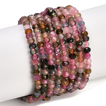 Natural Colorful Tourmaline Beads Strands, Faceted, Rondelle, 3x2mm, Hole: 0.6mm, about 184~197pcs/strand, 15.28~15.43''(38.8~39.2cm)