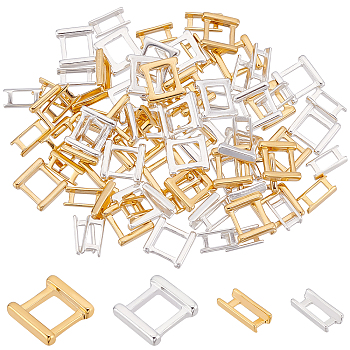 SUPERFINDINGS 80Pcs 4 Styles Eco-Friendly Brass Watch Band Clasps, Long-Lasting Plated, Lead Free & Cadmium Free, Golden & Silver, 7~7.5x3.5~7.5x1.5~2mm, Hole: 3.8~4.8mm, 20pcs/style