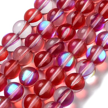 Dark Red Round Moonstone Beads
