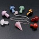 Natural Gemstone Dowsing Pendulum Hexagonal Cone Big Pendants & Mushromm Massage Stone Sets(WG51030-01)-2