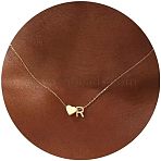Simple Style Adjustable 316L Surgical Stainless Steel Heart and Initial Pendant Necklaces for Women, Real 14K Gold Plated, Letter R, 15.75 inch(40cm)(WG95AEF-18)