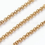 PVD Vacuum Plating 304 Stainless Steel Rolo Chains, Long-Lasting Plated, Belcher Chain, with Spool, Unwelded, Golden, 3.5x3.5x1mm, about 32.8 Feet(10m)/roll(CHS-I001-07)