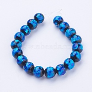 Handmade Silver Foil Glass Lampwork Beads Strands, Round, Blue, 10~11mm, Hole: 2mm, about 18pcs/strand, 7.08 inch(18cm)(FOIL-J011-10mm-07)